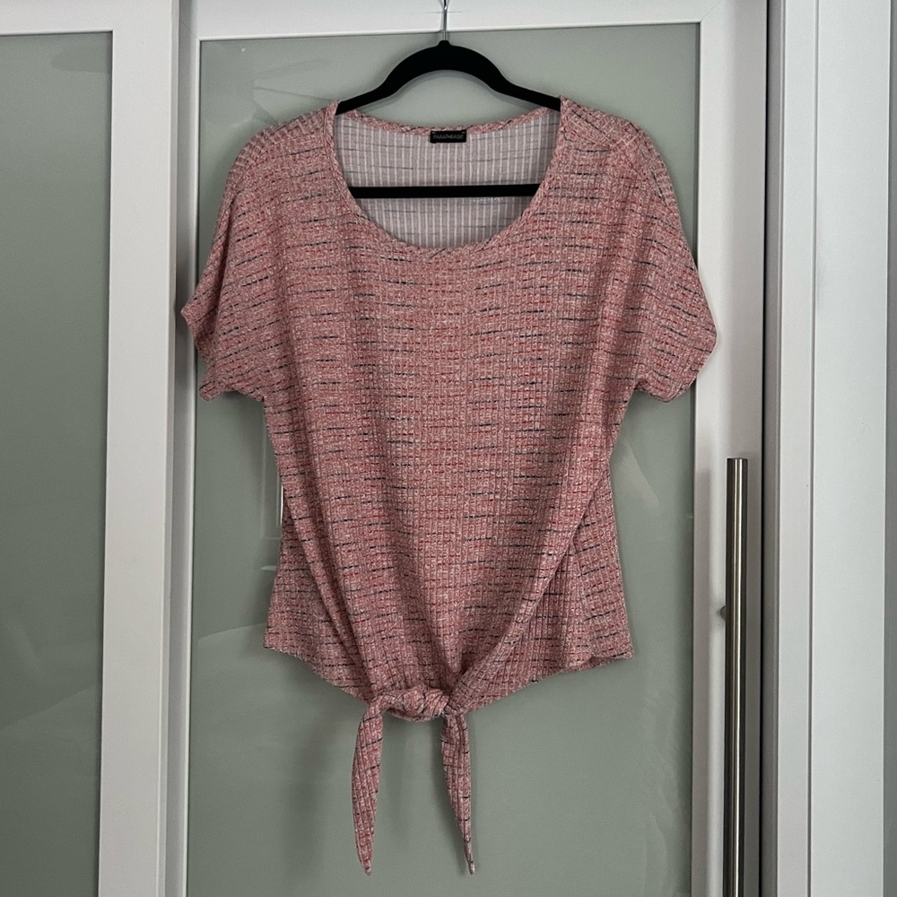 200 - Paraphrase Pink Tie-Front Knit Top